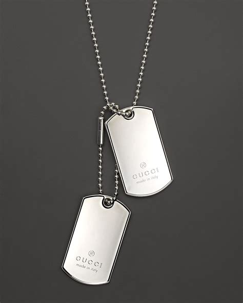 gucci sterling silver dog tags|Mens Sterling Silver Dog Tag Chain Necklace YBB01049200100U .